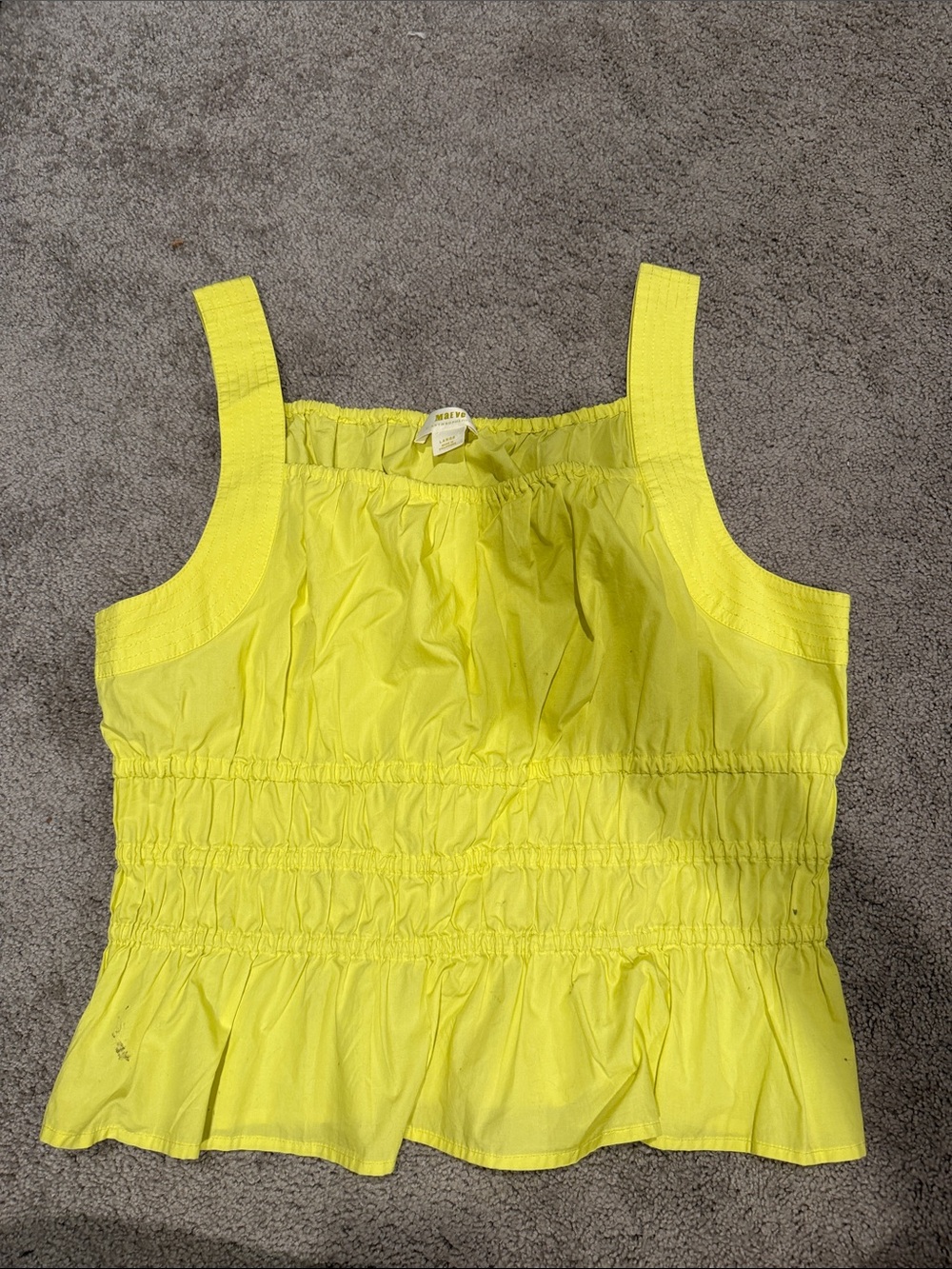 Bright Yellow Smocked Ruffle Tank Top